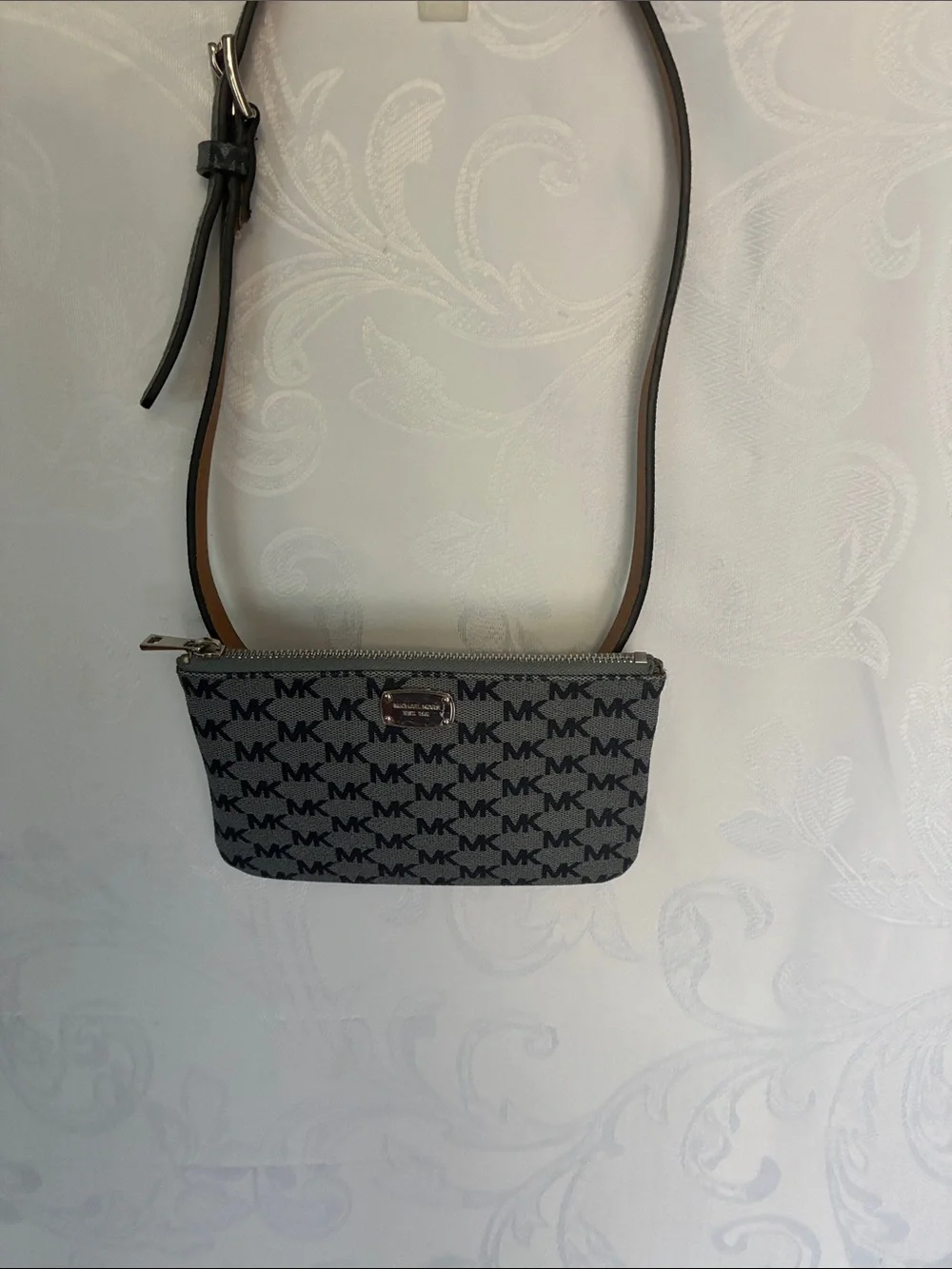 Michael Kors Black and Gray MK Logo Fanny pack .  8”
